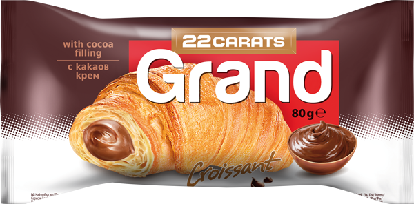 Grand croissant csokoládés krémmel töltve 80g